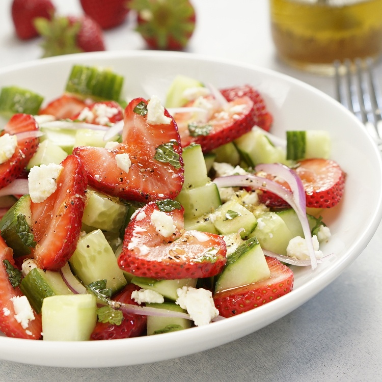 Strawberry Cucumber Salad with Honey Lemon Dressing
