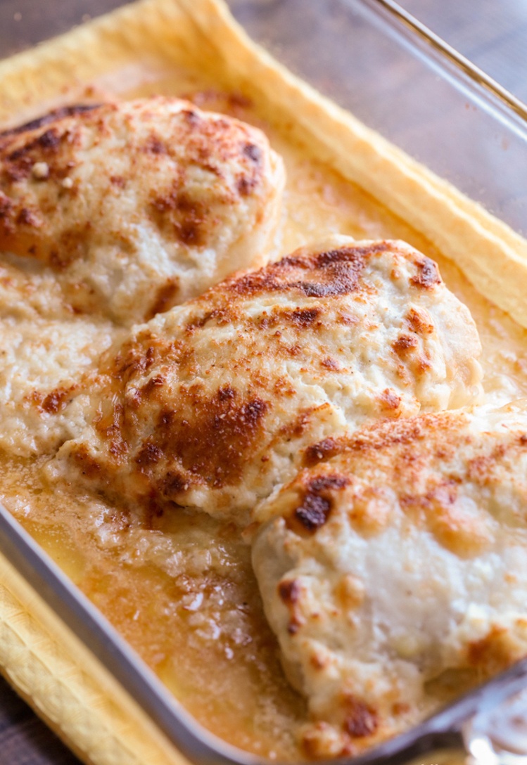 creamy swiss chicken bake crop