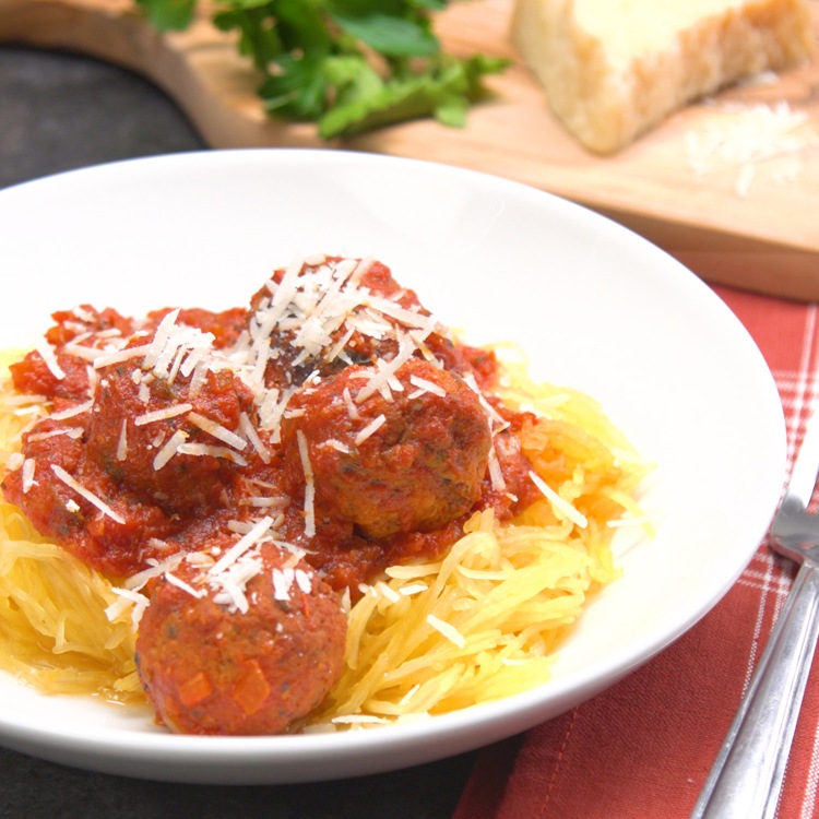 Slow Cooker Spaghetti Squash & Meatballs