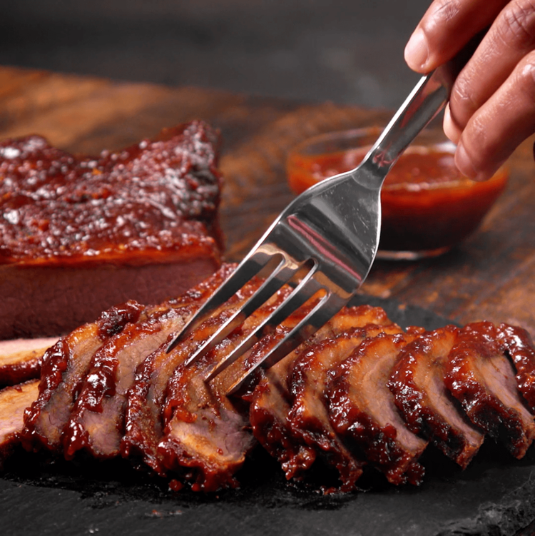 Oven-Barbecued Beef Brisket fork