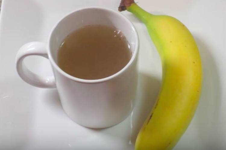 cup of tea next to a banana