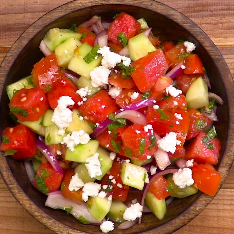 Greek Style Watermelon Salad With Feta And Mint