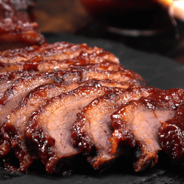 Oven-Barbecued Beef Brisket slices