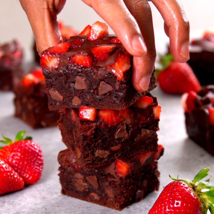 ChocolateCovered Strawberry Brownies