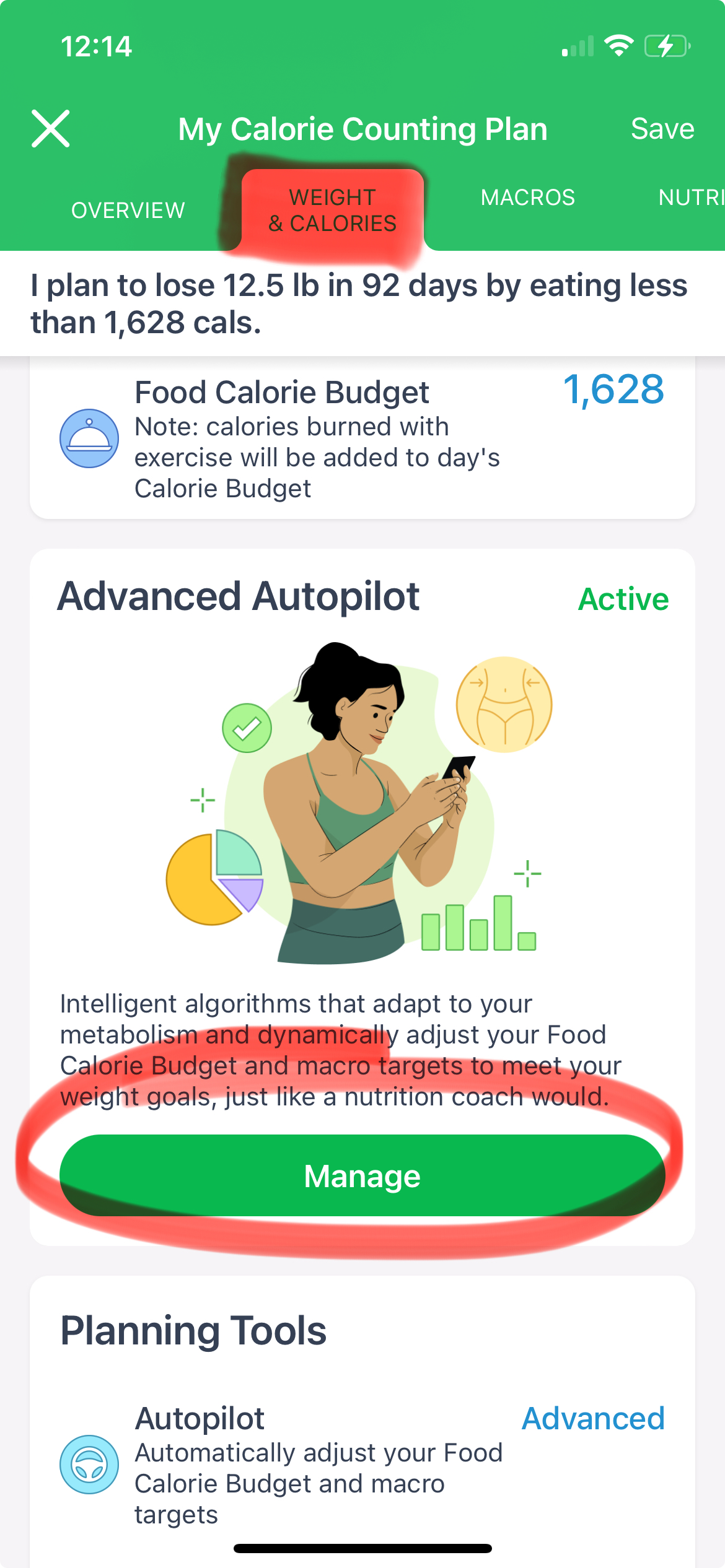 Access Weight & Calories