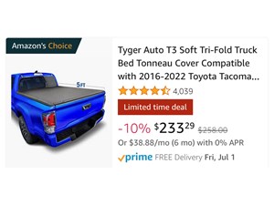 2020 Toyota Tacoma Tyger Trifold Soft Cover