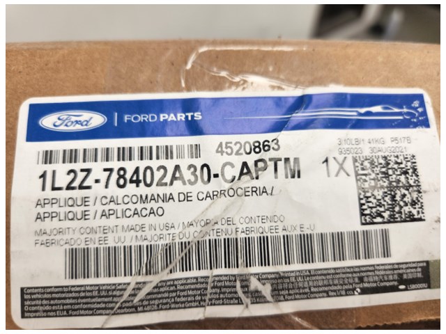 2012 Ford Explorer Rear Hatch Liftgate Applique Panel