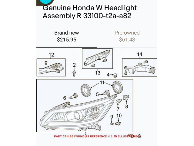 2017 Honda Accord 33100-T2A-A82Headlight
