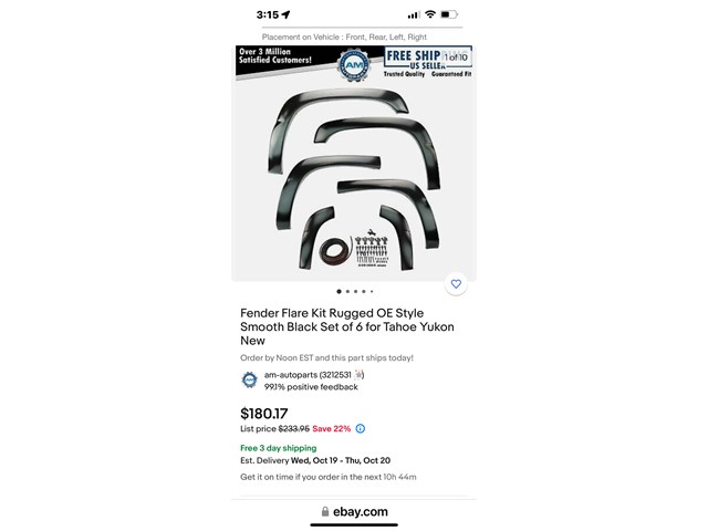 2003 Chevy Tahoe Fender Moulding