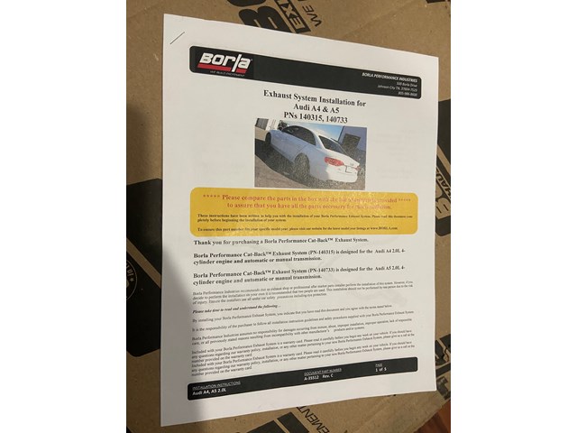 2010-2016 Audi A5 Cat-Back Exhaust System S-Type Part