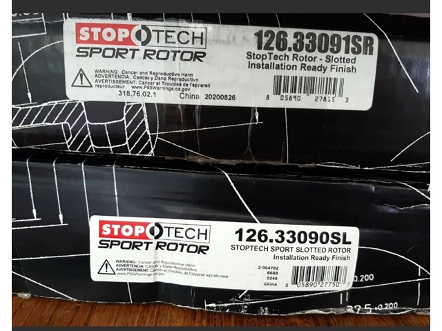 Stoptech slotted rotors (pair), front for Porsche Cayenne/VW Touareg/Audi Q7 126