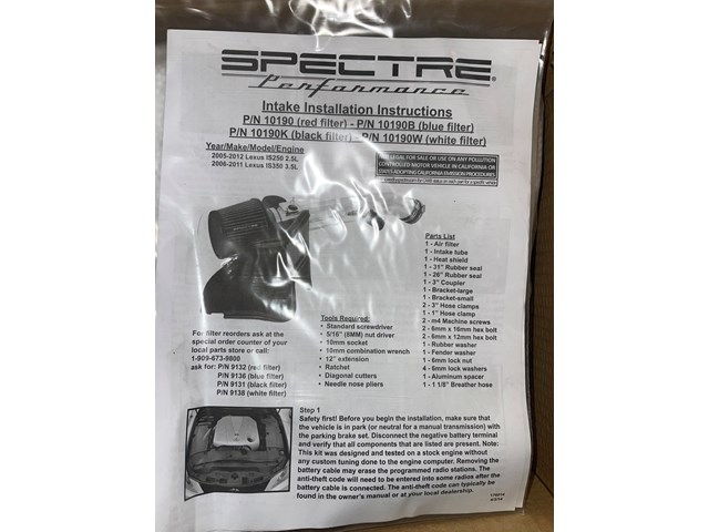 2010 Lexus IS 250 Cold Air Intake