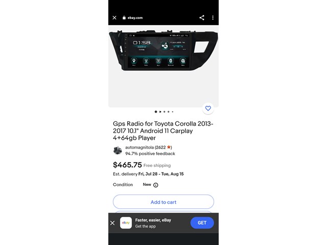 2017-13  Toyota Corolla Navigation Screen