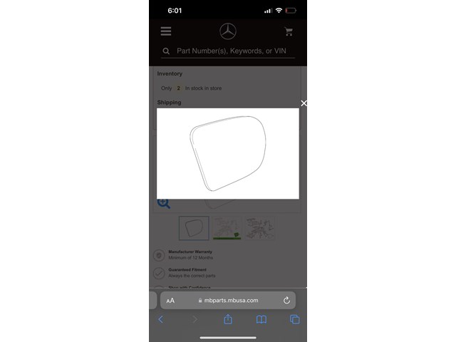 2014-2023 Mercedes-Benz  mirror glass (998101316)