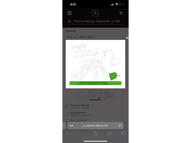 2014-2023 Mercedes-Benz  mirror glass (998101316)