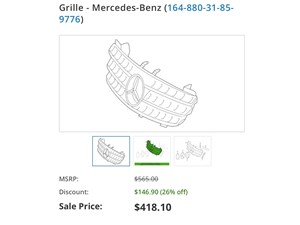 2010-2012 Mercedes GL550 Grille brand new 