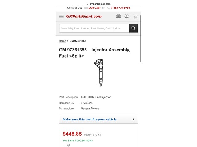 GM 97361355 LBZ Duramax Diesel 6.6L Fuel Injector