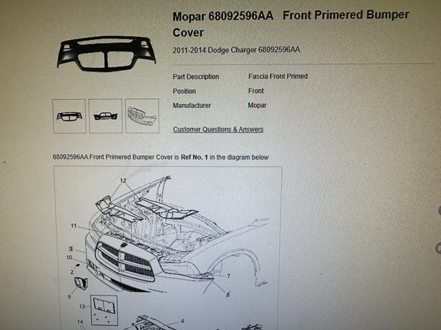 2011 Dodge Charger Front Bumper