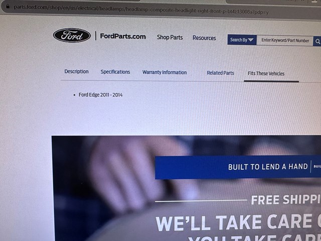 2011-2014 Ford Edge Headlight