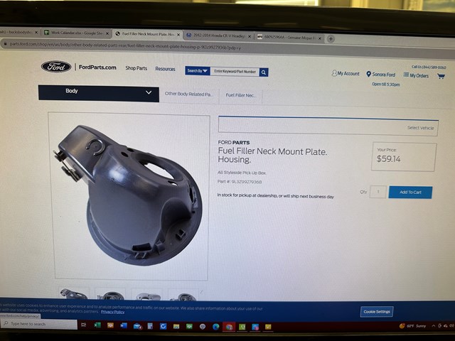 2009-2014 Ford F150 Fuel Filler Neck MOUNT PLATE. HOUSING.