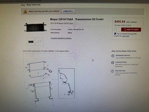 2013-2018 Dodge Ram 2WD 2500, 3500, 4500, 5500 Transmission Oil Cooler