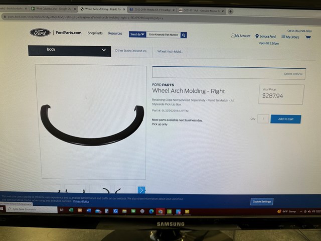 2009 Ford F150 Wheel Arch Molding- Right