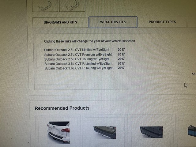 2017 Subaru Outback Rear Bumper