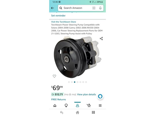 2004 Toyota Solara Power Steering Pump