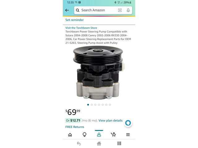 2004 Toyota Solara Power Steering Pump