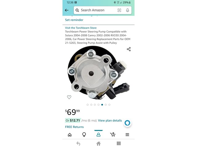 2004 Toyota Solara Power Steering Pump