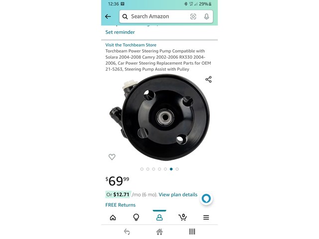 2004 Toyota Solara Power Steering Pump
