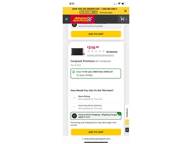 2005 Volvo XC90 AC Condenser