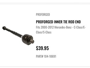 Holley aftermarket Mercedes C-class/E-Class/S-Class Tie Rod Right&Left