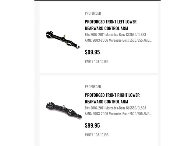 **NEW** Holley Proforged for Mercedes Front Lower Control Arms Left/Right