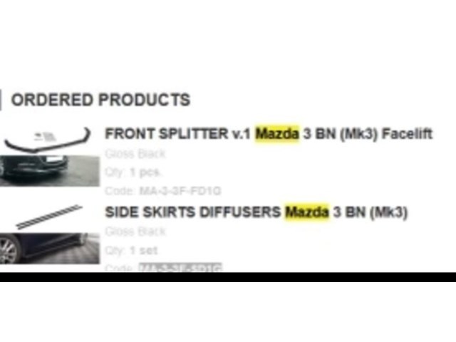 2018 Mazda Mazda3 - Parts