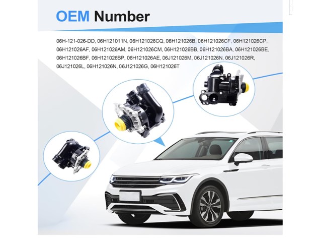 Water Pump for Jetta Passat Tiguan CC EOS Audi A3 A4 A5 Q6 Quattro 2.0L L4