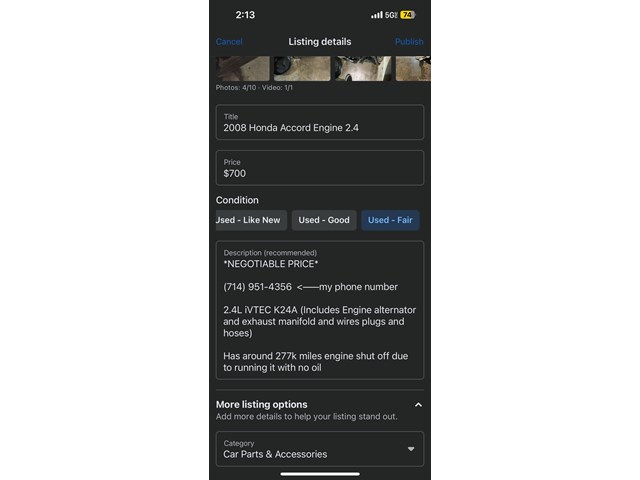 2008 Honda Accord Engine