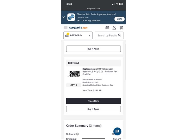 2004 Volkswagen Beetle Radiator Cooling Fan