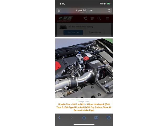 2017-2021 Honda Civic Cold Air Intake kit with carbon fiber dry suction box