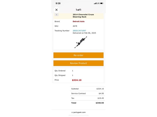 2014 Chevy Cruze Power Steering Rack