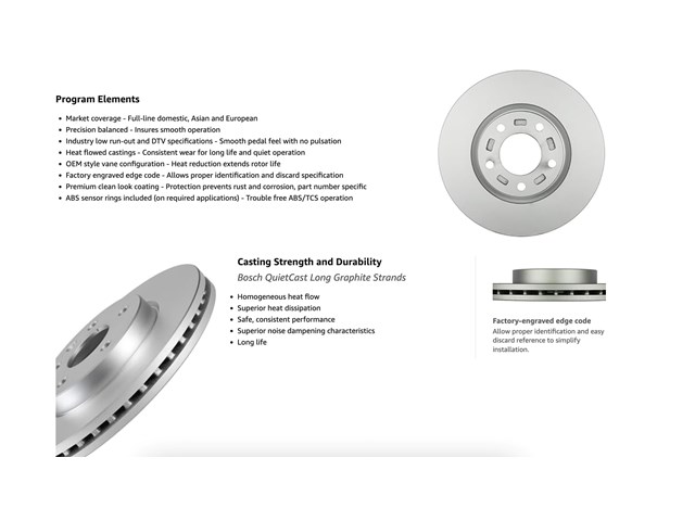  BOSCH 15010063 QuietCast Premium Single Front Disc Brake Rotor fits 00-01 BMW X