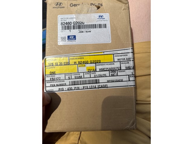 2019 Hyundai Ioniq Hybrid Power Window Motor