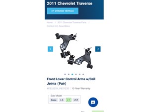 2011 Chevy Traverse Front Lower Control Arm