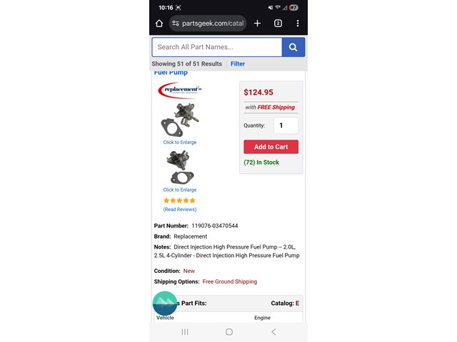 2013 Chevy Malibu Fuel Injection Pump