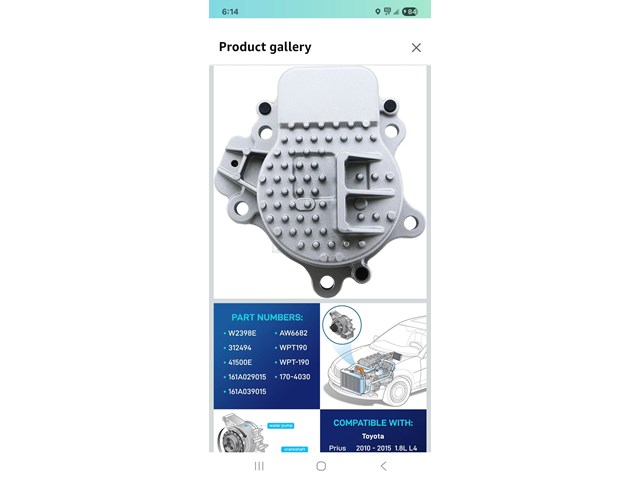 BDELI B19028WP Electric Water Pump for Toyota Prius & Lexus CT200h - Replaces OE