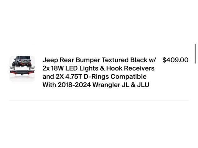 2018-2024 Jeep Wrangler Rear Bumper