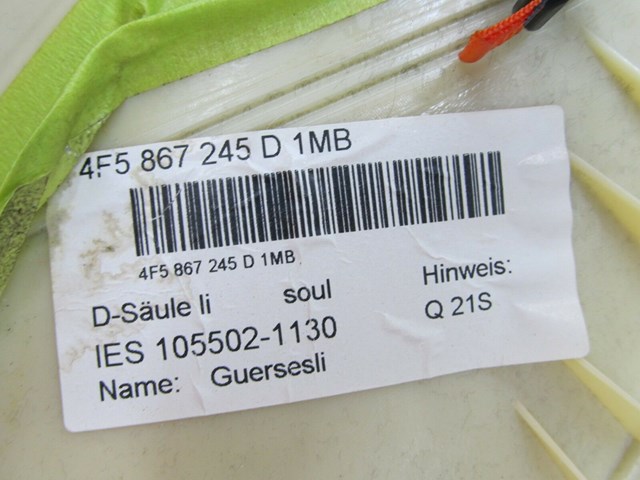 2005-2008 AUDI A6 C6 OEM LEFT REAR C PILLAR TRIM COVER 