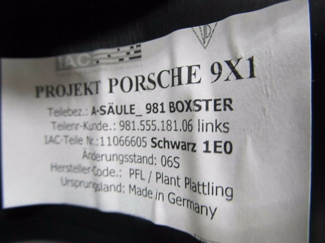 2013-2015 PORSCHE BOXSTER 981 OEM LEFT DRIVER SIDE A PILLAR TRIM COVER PANEL