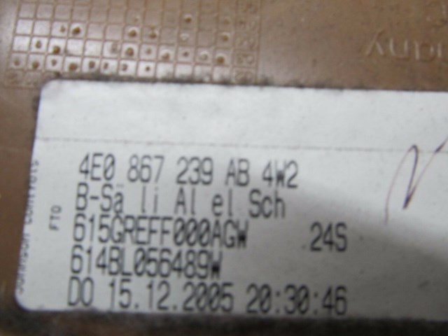 2004-2008 AUDI A8L W12 OEM LEFT DRIVER SIDE UPPER B PILLAR TRIM COVER 