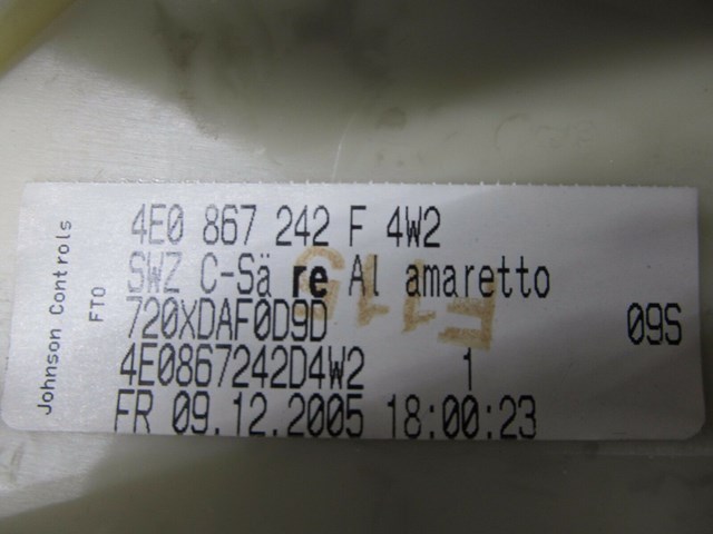 2004-2008 AUDI A8L W12 OEM RIGHT REAR PASSENGER UPPER C PILLAR TRIM COVER